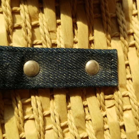 Denim & Straw Summer Shoulder Bag - Picture 3 of 9